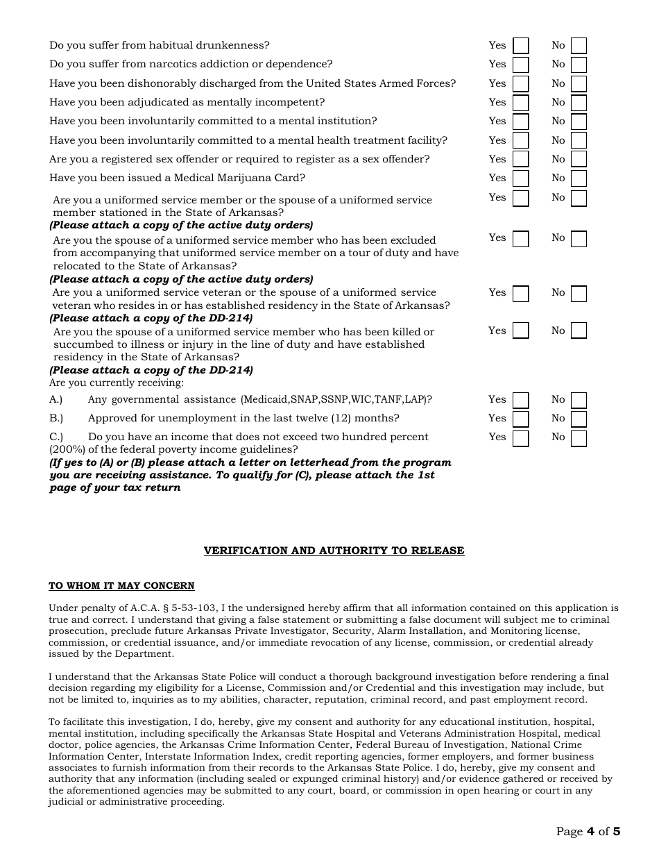 Intern Polygraph Examiner Application - Arkansas, Page 4