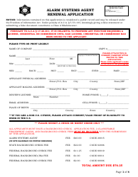 Document preview: Alarm Systems Agent Renewal Application - Arkansas