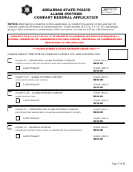 Alarm Systems Company Renewal Application - Arkansas