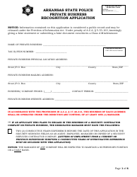 Private Business Recognition Application - Arkansas