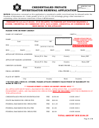 Document preview: Credentialed Private Investigator Renewal Application - Arkansas