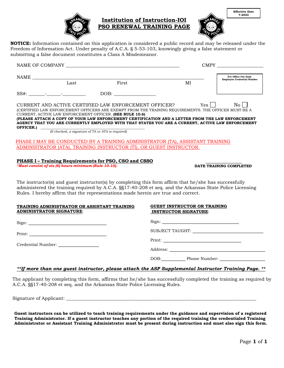Arkansas Institution of Instruction - Ioi Pso Renewal Training Page ...