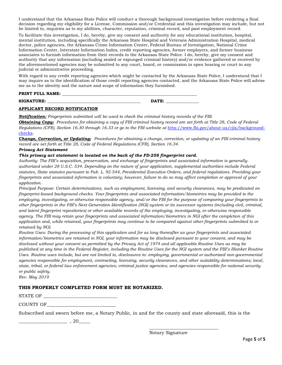 Security or Investigation Branch Location Application - Arkansas, Page 5