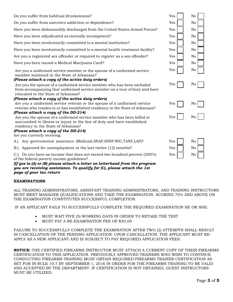 Training Personnel Application - Arkansas, Page 3