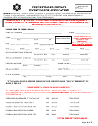 Document preview: Credentialed Private Investigator Application - Arkansas