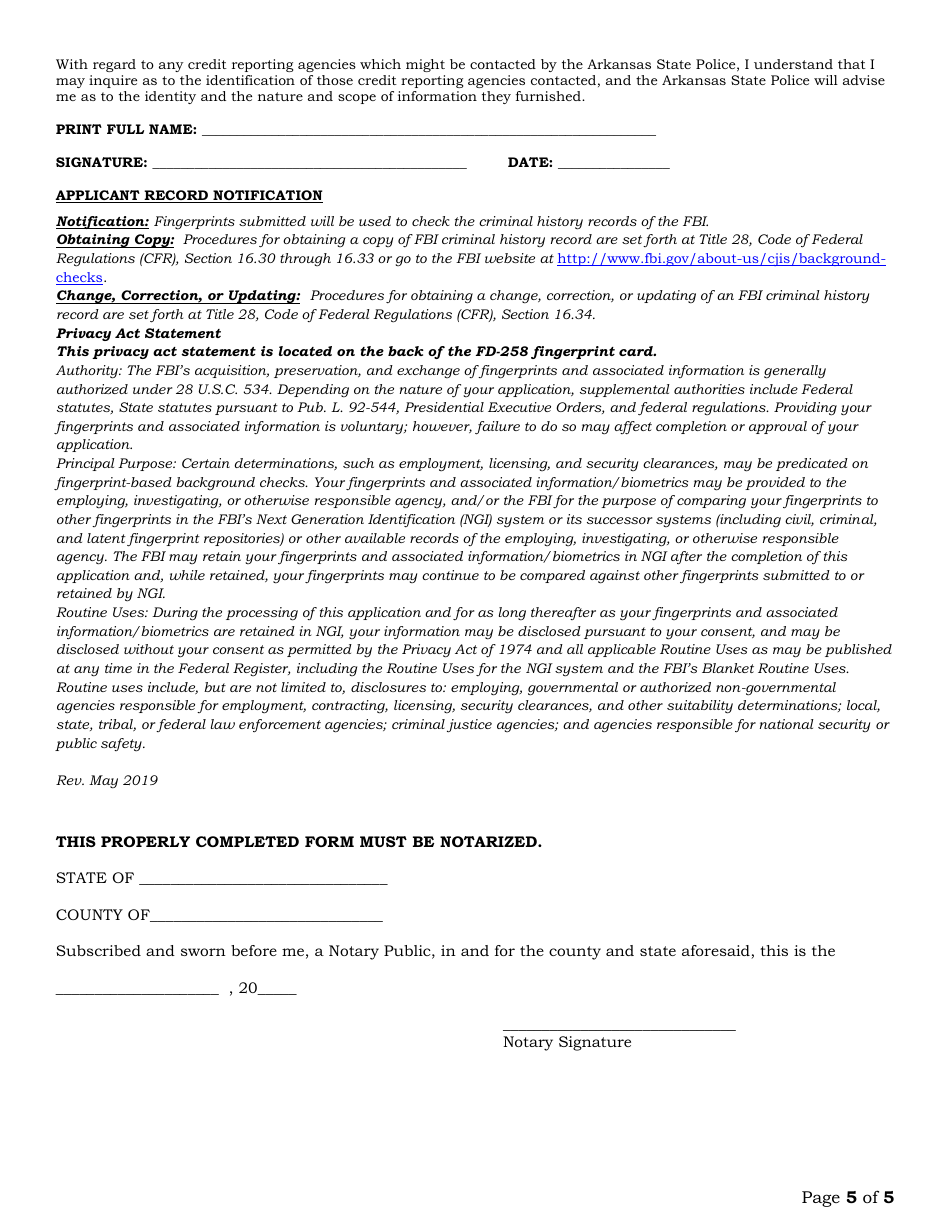 Credentialed Private Investigator Application - Arkansas, Page 5