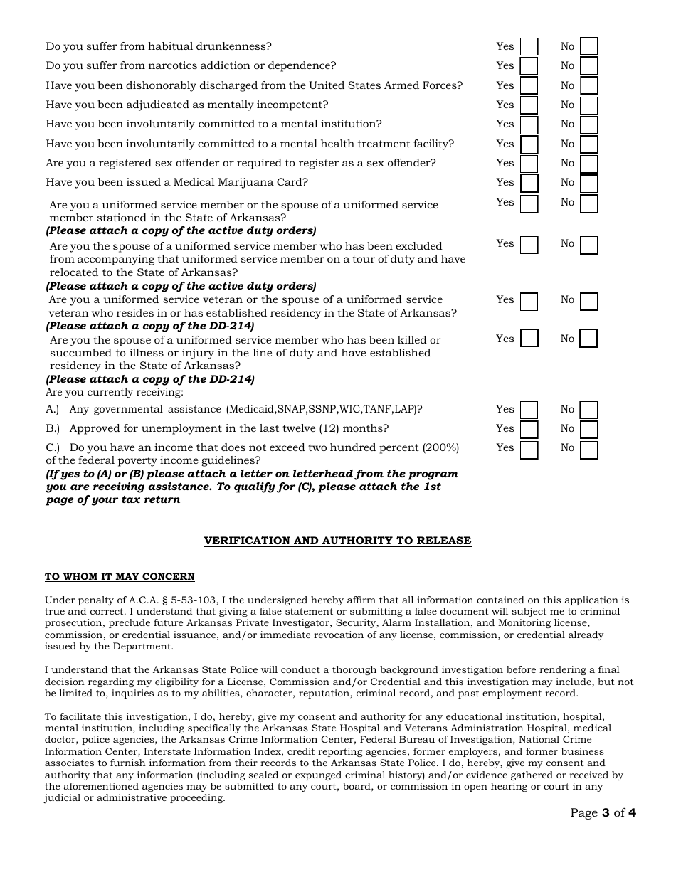 Company Officer Application - Arkansas, Page 3