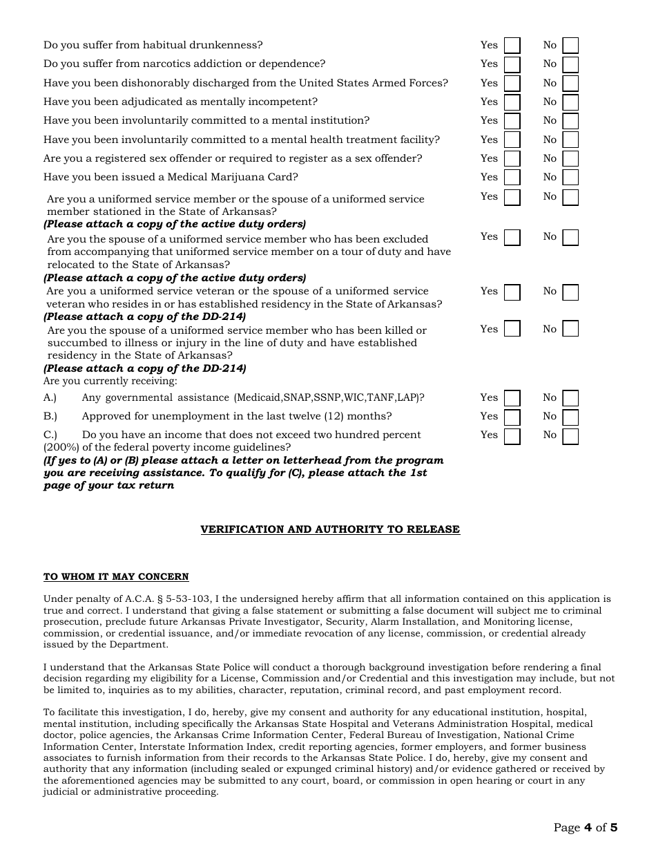 Polygraph Examiner Application - Arkansas, Page 4