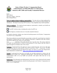 Form WCB-220-C Limited Release of Medical/Health Care Information Related to HIV/AIDS and Sexually Transmitted Diseases - Maine