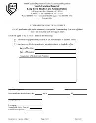 Long Term Health Care Administrator Reinstatement Application - South Carolina, Page 6