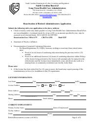 Reactivation of Retired Administrators Application - South Carolina, Page 2