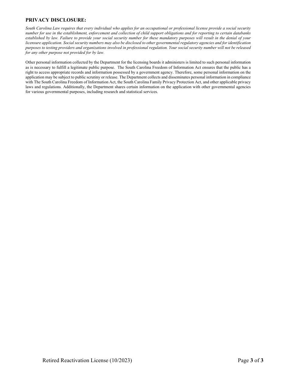 Reactivation of Retired Administrators Application - South Carolina, Page 4