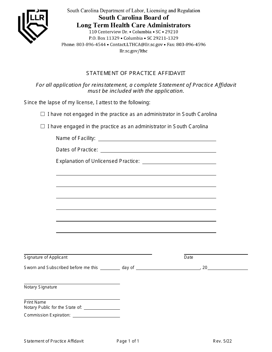 Reactivation of Retired Administrators Application - South Carolina, Page 5