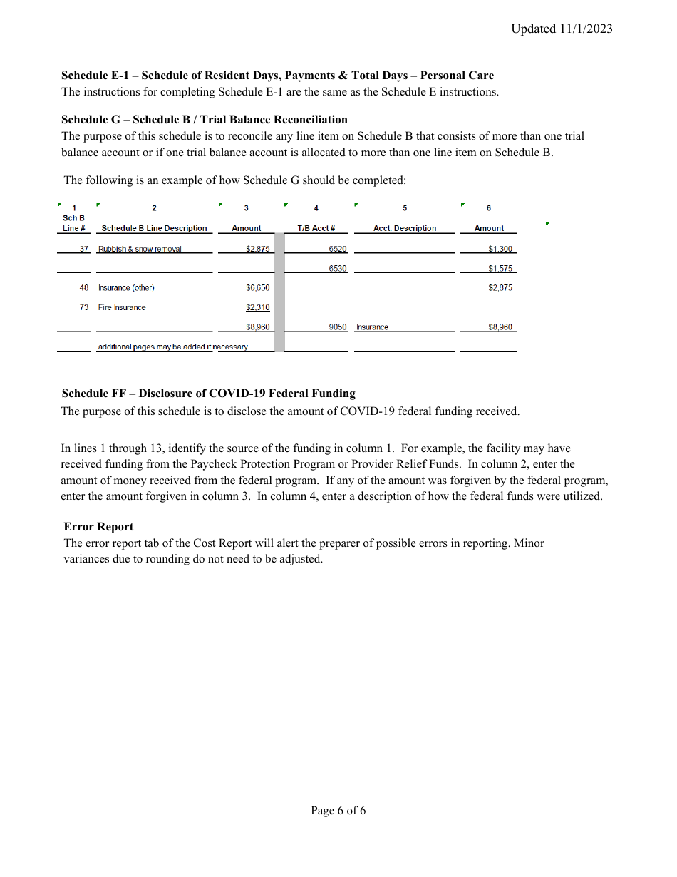 Instructions for Mainecare Cost Report for Appendix E Private Non-medical Institutions (Pnmi) - Maine, Page 6