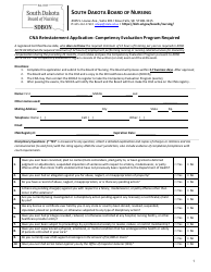 Document preview: Cna Reinstatement Application: Competency Evaluation Program Required - South Dakota