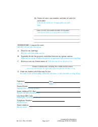 Form DC6:4.1 Complaint for Dissolution of Marriage (No Children) - Nebraska (English/Vietnamese), Page 4