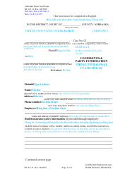 Document preview: Form DC6:5.11 Confidential Party Information - Nebraska (English/Vietnamese)