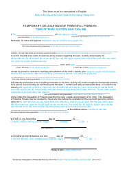 Document preview: Form DC6:10.1 Temporary Delegation of Parental Powers - Nebraska (English/Vietnamese)