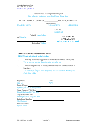 Form DC6:4.3 Voluntary Appearance - Nebraska (English/Vietnamese)