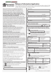 Form F2121 Release of Information Application - Queensland, Australia