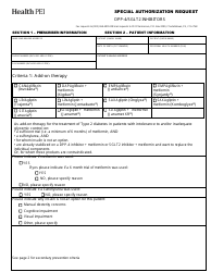 Dpp-4/Sglt2 Inhibitors Special Authorization Request - Prince Edward Island, Canada