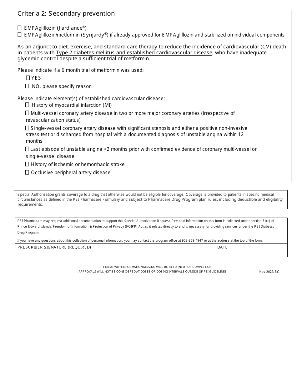 Dpp-4 / Sglt2 Inhibitors Special Authorization Request - Prince Edward Island, Canada, Page 2
