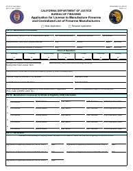 Document preview: Form BOF017 Application for License to Manufacture Firearms and Centralized List of Firearms Manufacturers - California