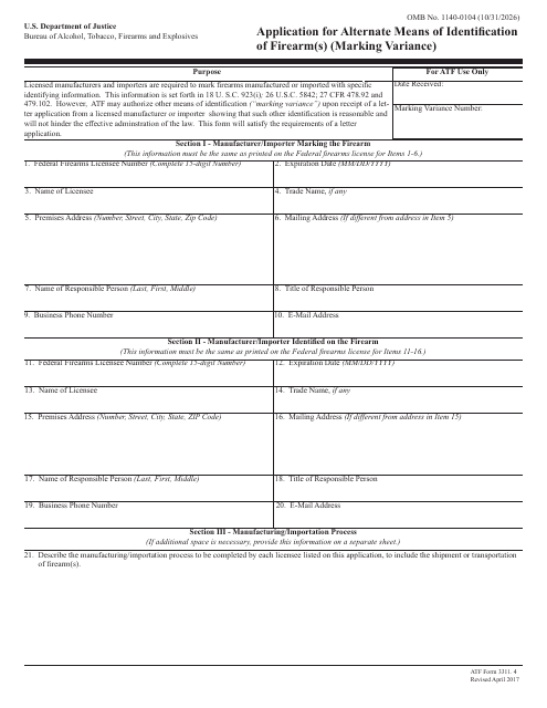 ATF Form 3311.4  Printable Pdf