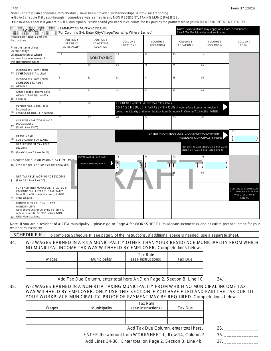 Form 37 Download Fillable PDF or Fill Online Individual Municipal