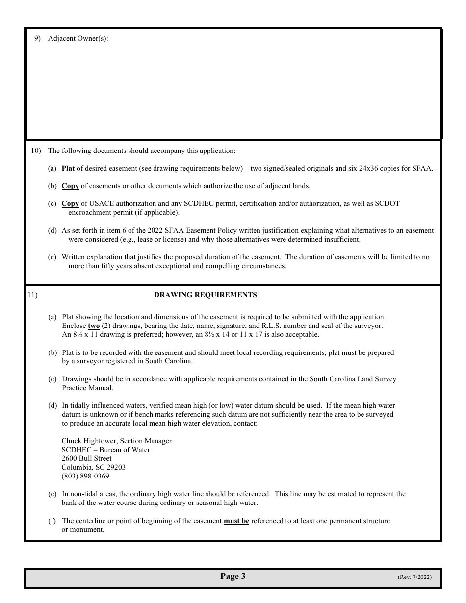 State Easement Application - South Carolina, Page 3