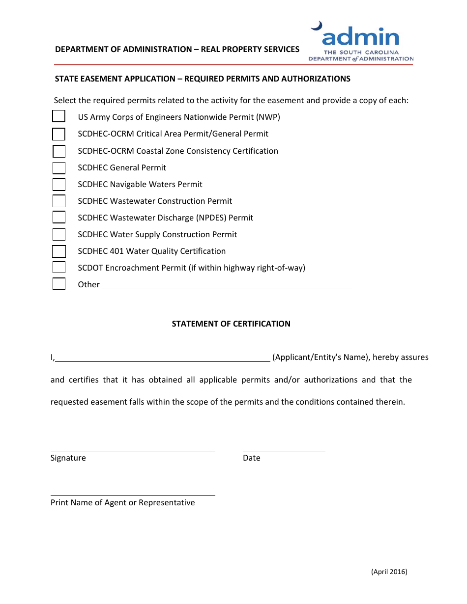 State Easement Application - South Carolina, Page 4