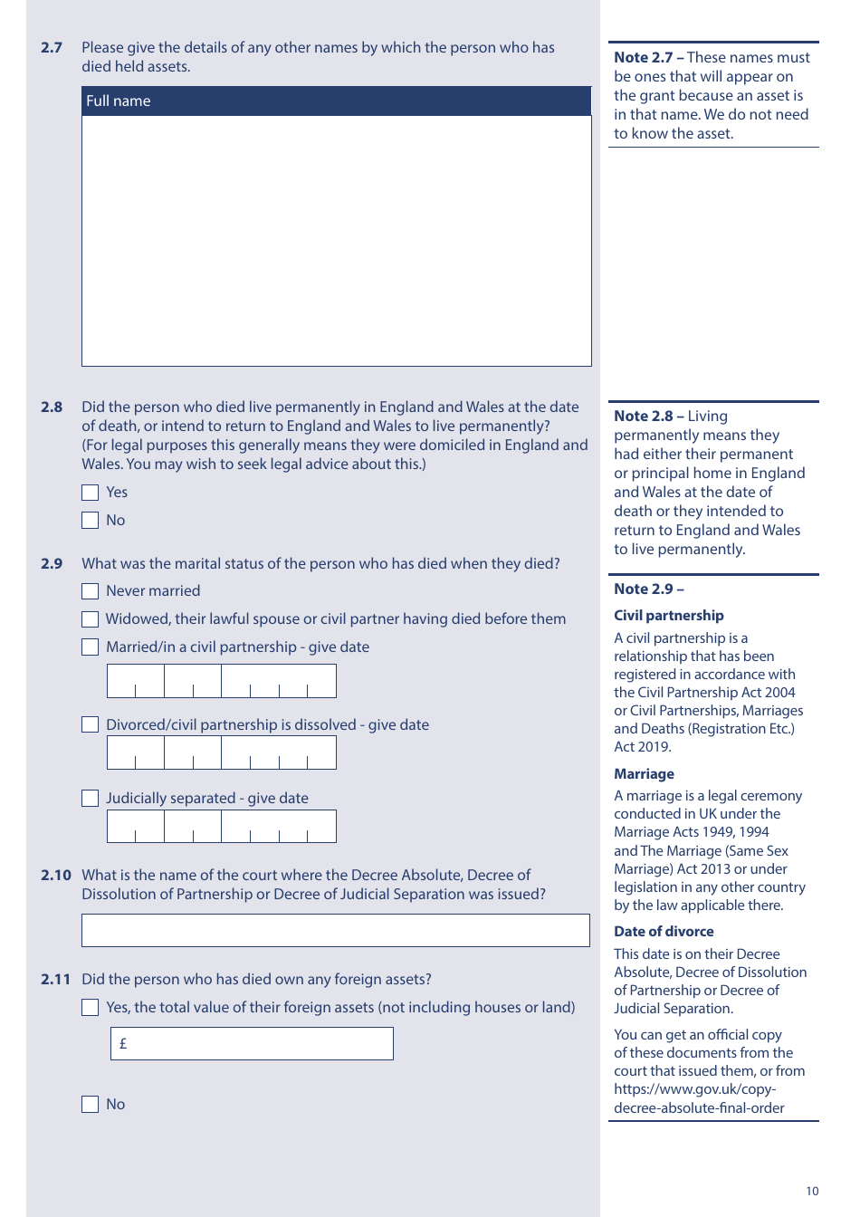 Form PA1P Probate Application - With a Will - Probate Practitioners Only - United Kingdom, Page 10