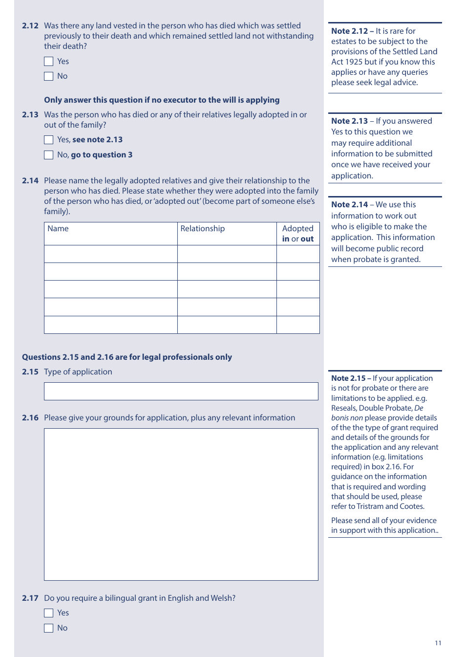 Form PA1P Probate Application - With a Will - Probate Practitioners Only - United Kingdom, Page 11
