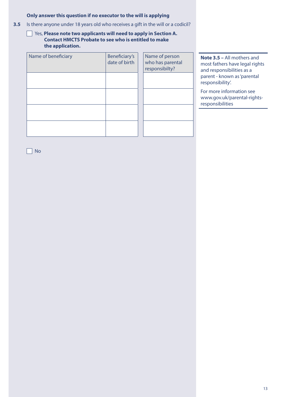 Form PA1P Probate Application - With a Will - Probate Practitioners Only - United Kingdom, Page 13