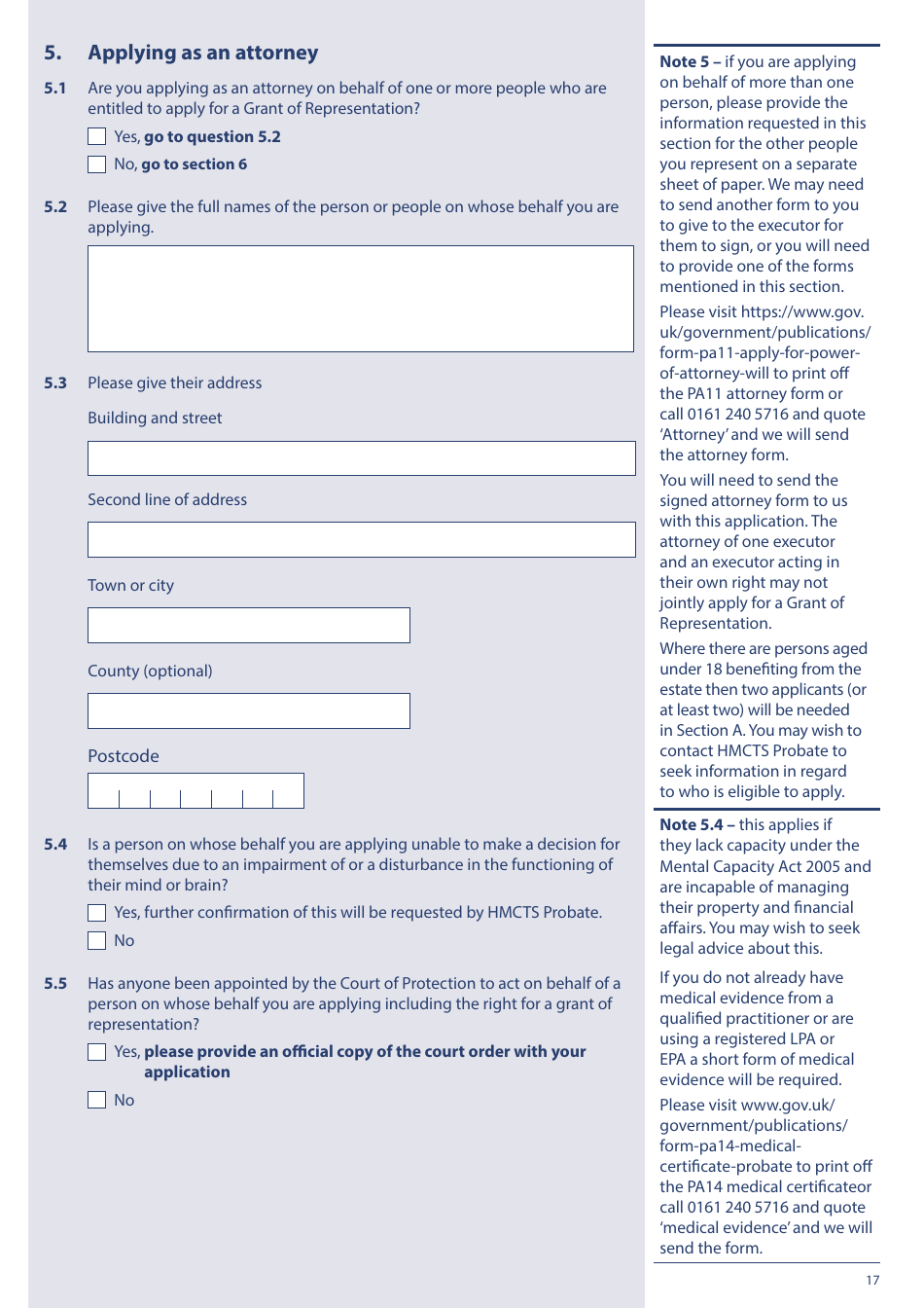 Form PA1P Probate Application - With a Will - Probate Practitioners Only - United Kingdom, Page 17
