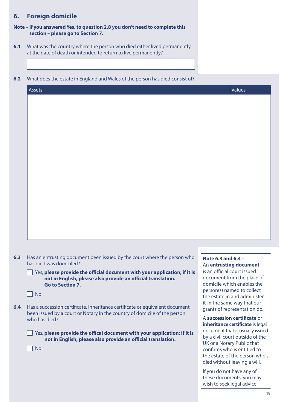 Form PA1P Probate Application - With a Will - Probate Practitioners Only - United Kingdom, Page 19