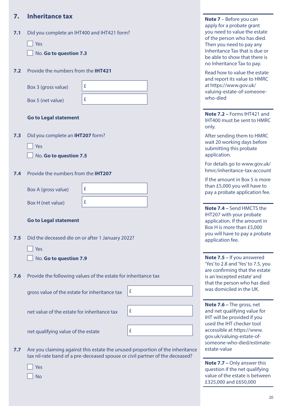 Form PA1P Probate Application - With a Will - Probate Practitioners Only - United Kingdom, Page 20