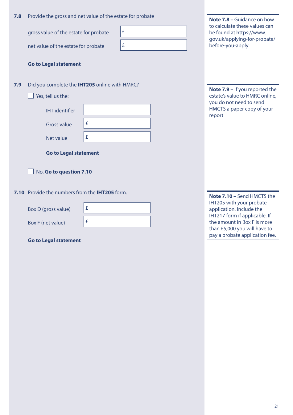 Form PA1P Probate Application - With a Will - Probate Practitioners Only - United Kingdom, Page 21