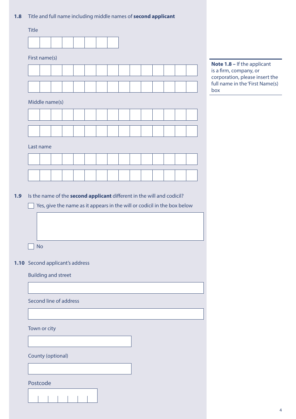 Form PA1P Probate Application - With a Will - Probate Practitioners Only - United Kingdom, Page 4