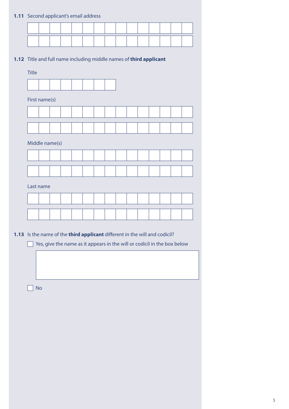 Form PA1P Probate Application - With a Will - Probate Practitioners Only - United Kingdom, Page 5