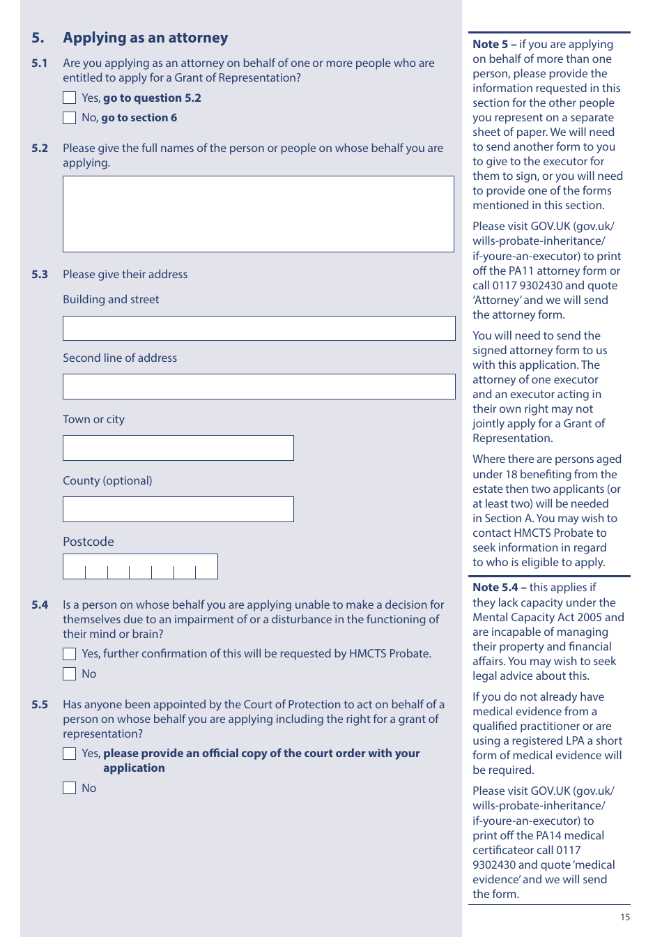 Form PA1P Probate Application - With a Will - Citizen Applicants Only - United Kingdom, Page 15
