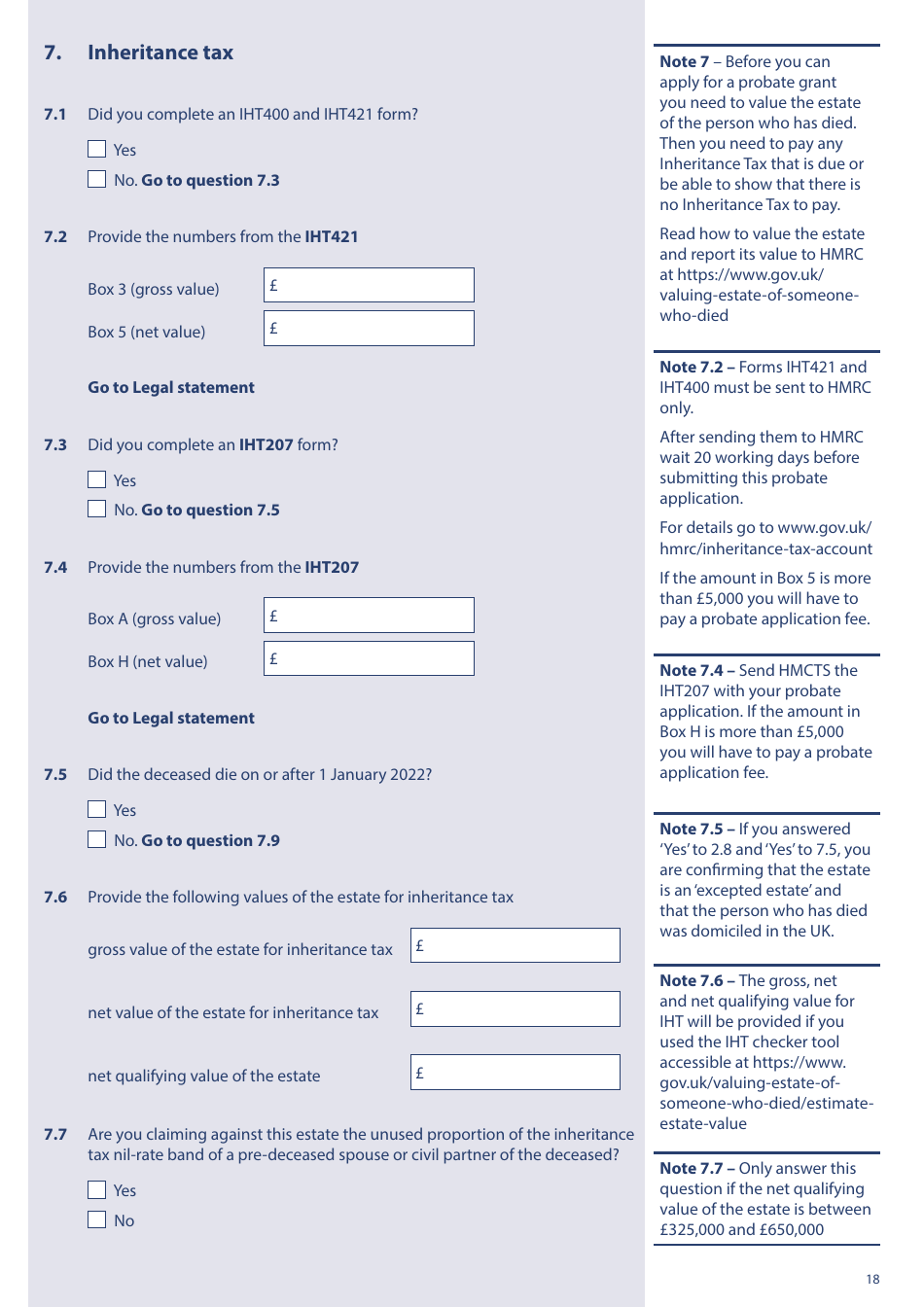 Form PA1P Probate Application - With a Will - Citizen Applicants Only - United Kingdom, Page 18