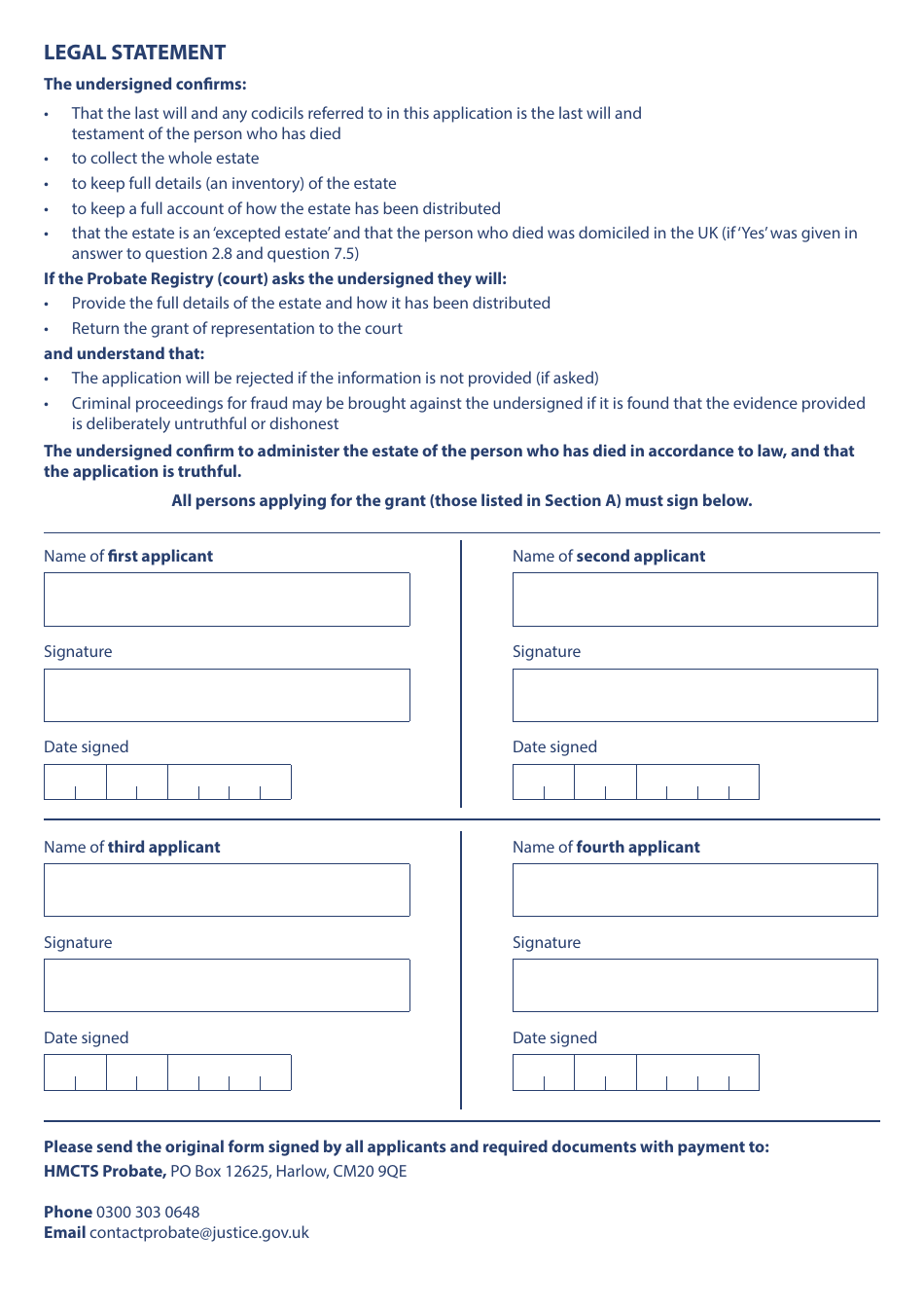 Form PA1P Probate Application - With a Will - Citizen Applicants Only - United Kingdom, Page 20