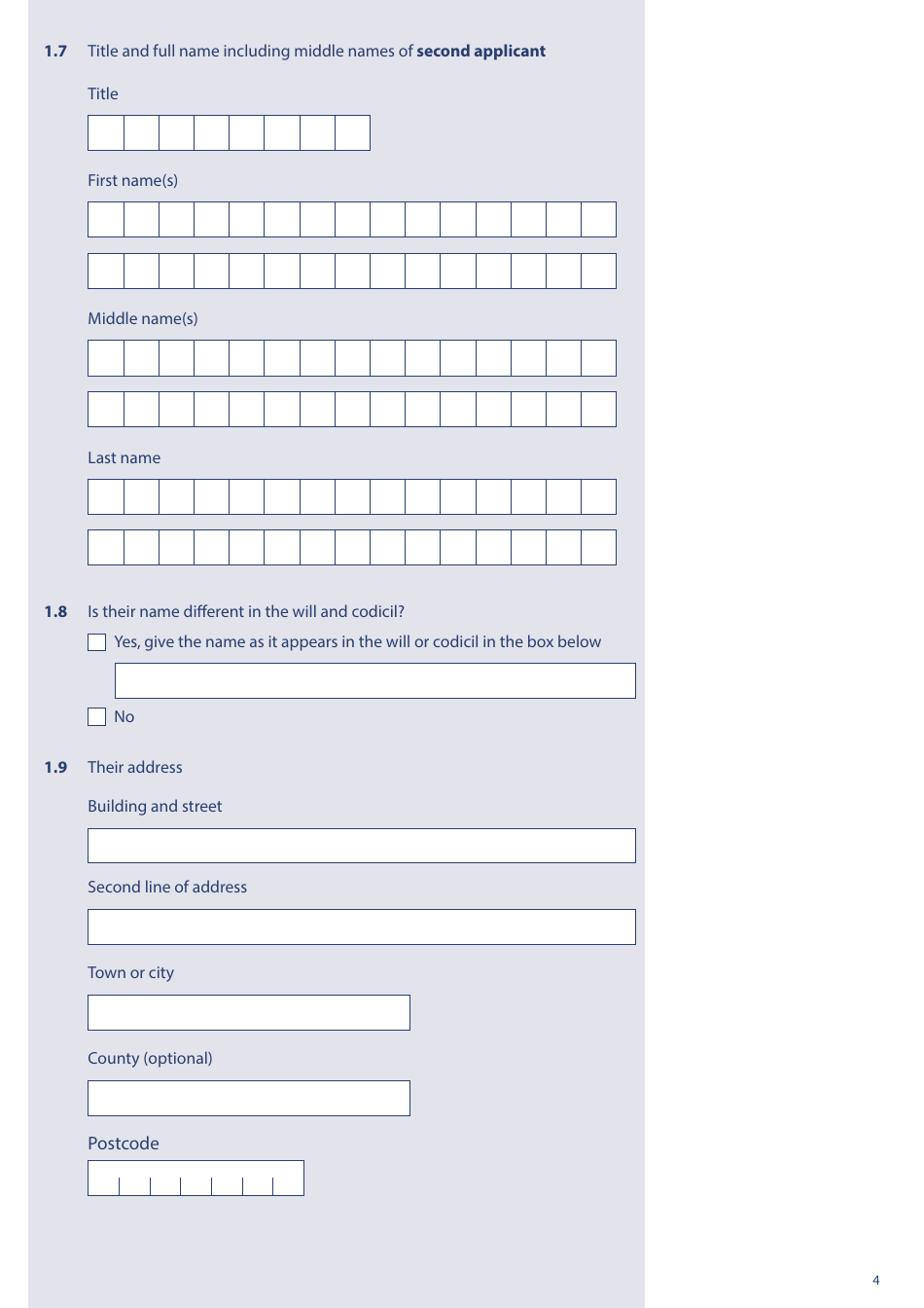 Form PA1P Probate Application - With a Will - Citizen Applicants Only - United Kingdom, Page 4