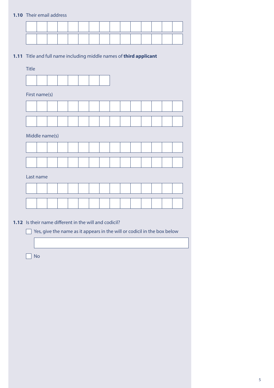 Form PA1P Probate Application - With a Will - Citizen Applicants Only - United Kingdom, Page 5