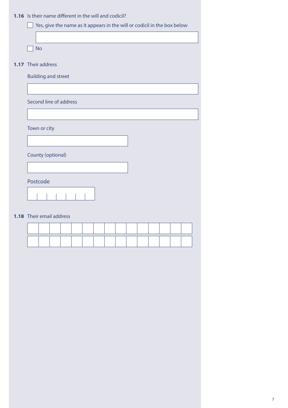 Form PA1P Probate Application - With a Will - Citizen Applicants Only - United Kingdom, Page 7