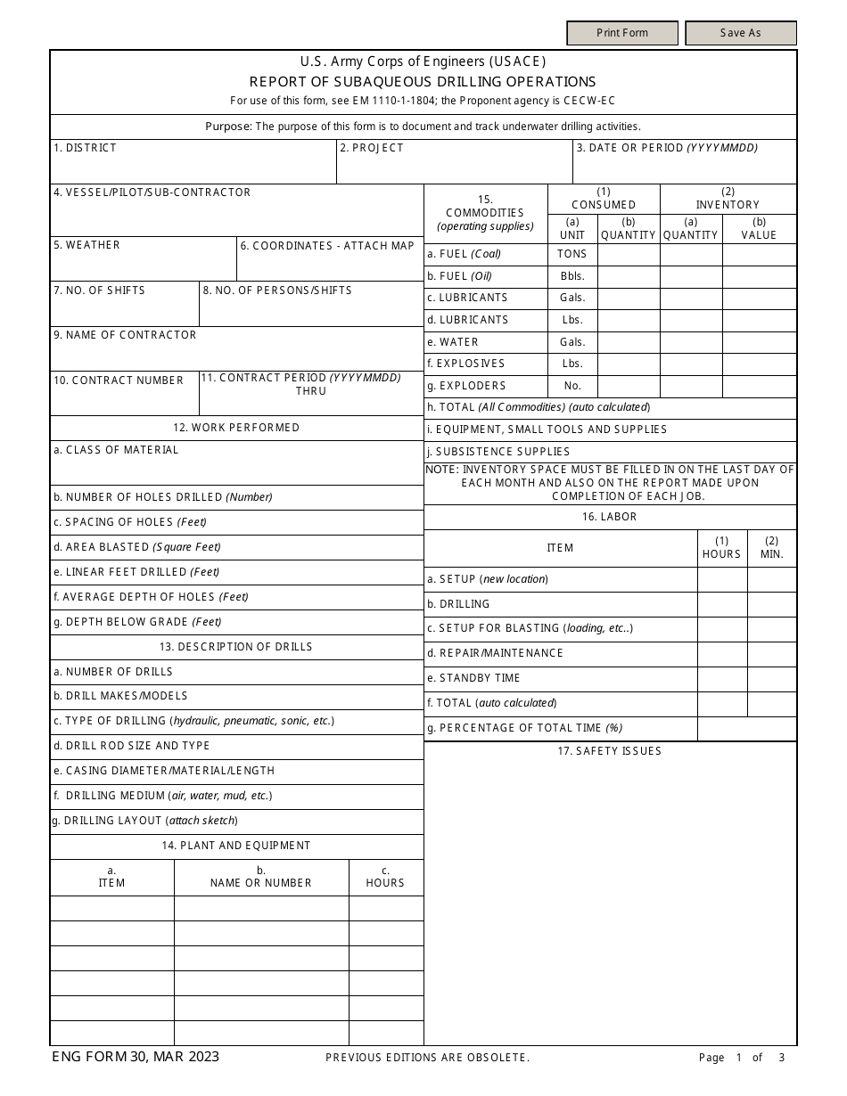 ENG Form 30 - Fill Out, Sign Online and Download Fillable PDF ...