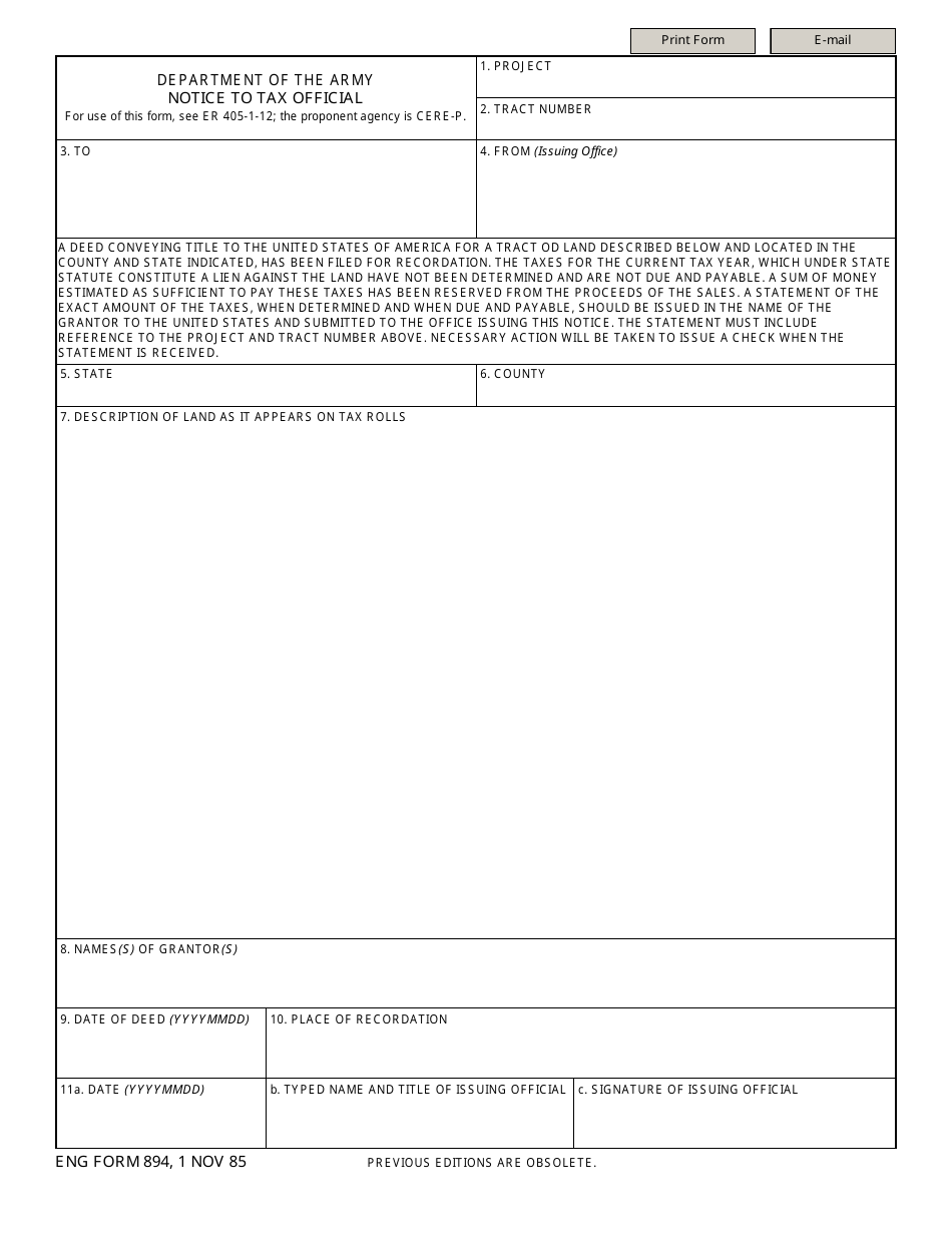 ENG Form 894 - Fill Out, Sign Online and Download Fillable PDF ...