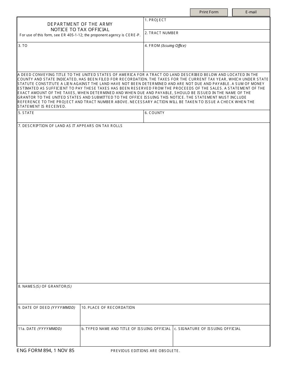 ENG Form 894 Notice to Tax Official, Page 1