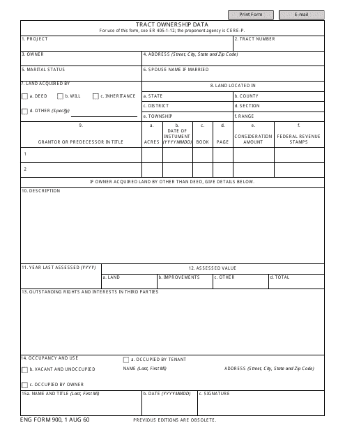 ENG Form 900 Tract Ownership Data